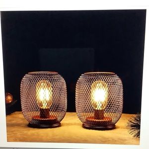 Set of 2 Metal Cage LED Lanterns